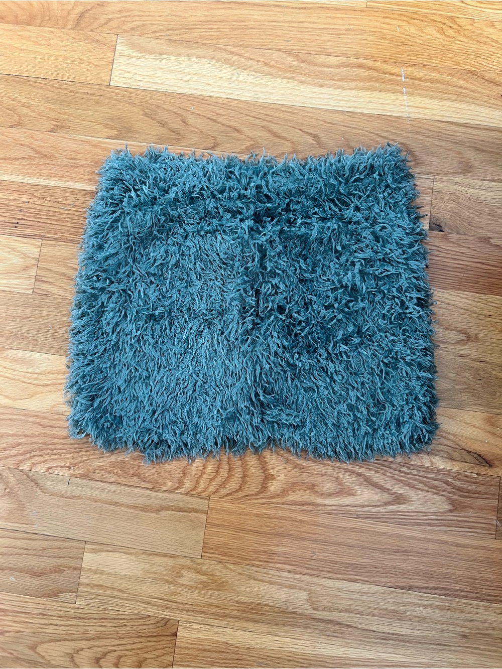 Plush Teal Shag faux feather mini skirt